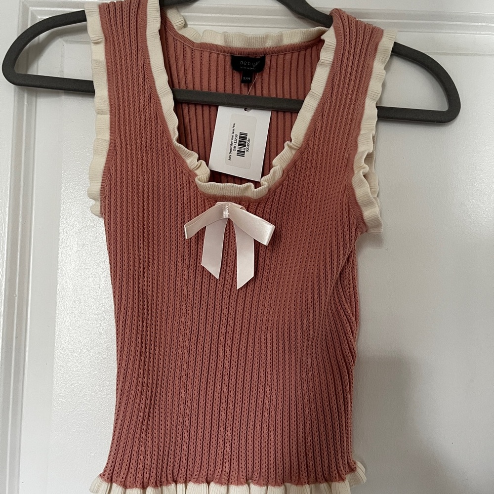 Debut Pink Ribbed Knit Tank Top